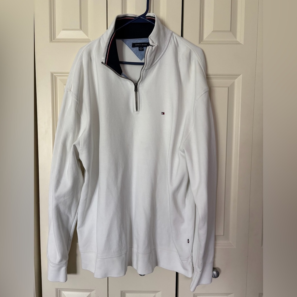 Tommy Hilfiger Men's White Quarter-Zip Pullover Sweater